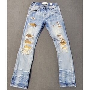 Evolution In Design Boys Distressed Light Wash Jeans Size 10 Woven Underlay Rip